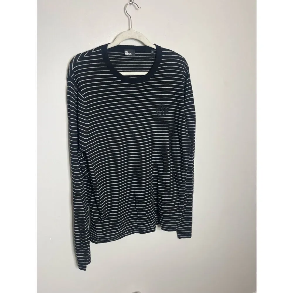 $355 The Kooples Embroidered Blazon Crewneck Sweater In Black/White  NWT
